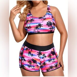 Yonique Women's Swimsuit Blue 2 Pieces Size 22W